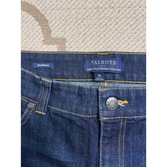 Talbots Simply Flattering 5-pocket Boyfriend Dark wash blue jeans, size 14 - Picture 3 of 12